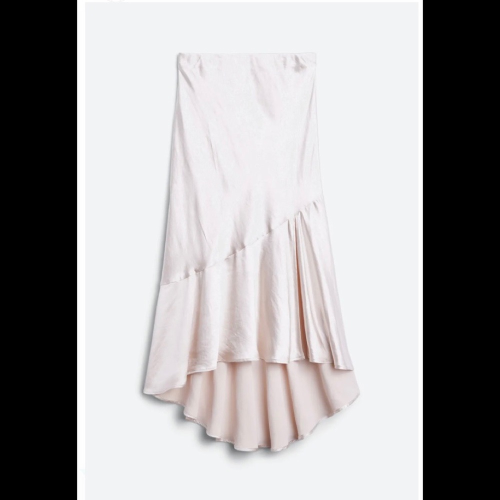 SKIES ARE BLUE Midi Half Slit Champagne Skirt
